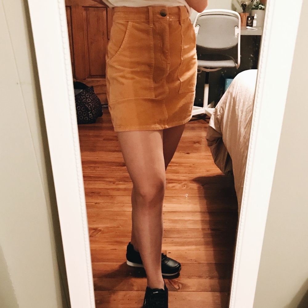 High Waisted Corduroy A-Line Skirt